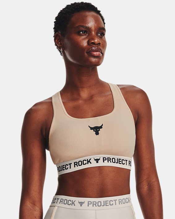 Women's Project Rock Crossback Training Ground Sports Bra, Orange, pdpMainDesktop image number 0
